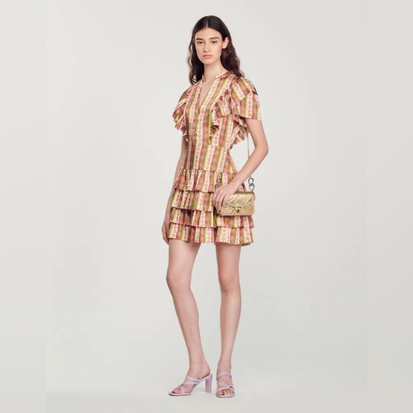 NWOT Sandro Retro Multi Tiered Mini Dress - Picture 10 of 10